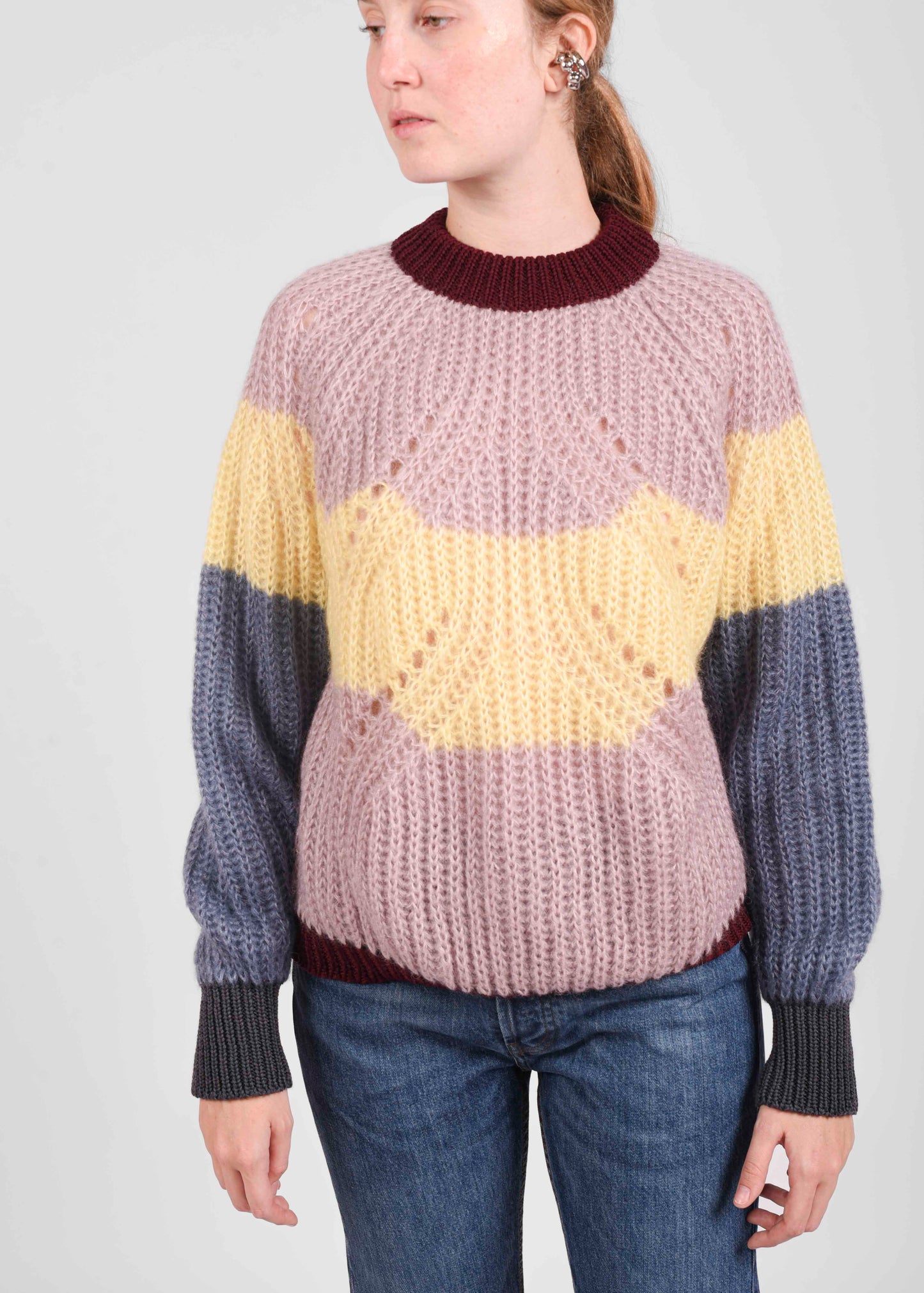 Over Crewneck Sweater - Malva/Giallino/Avio