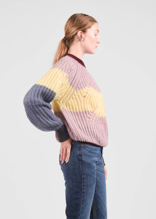Over Crewneck Sweater - Malva/Giallino/Avio