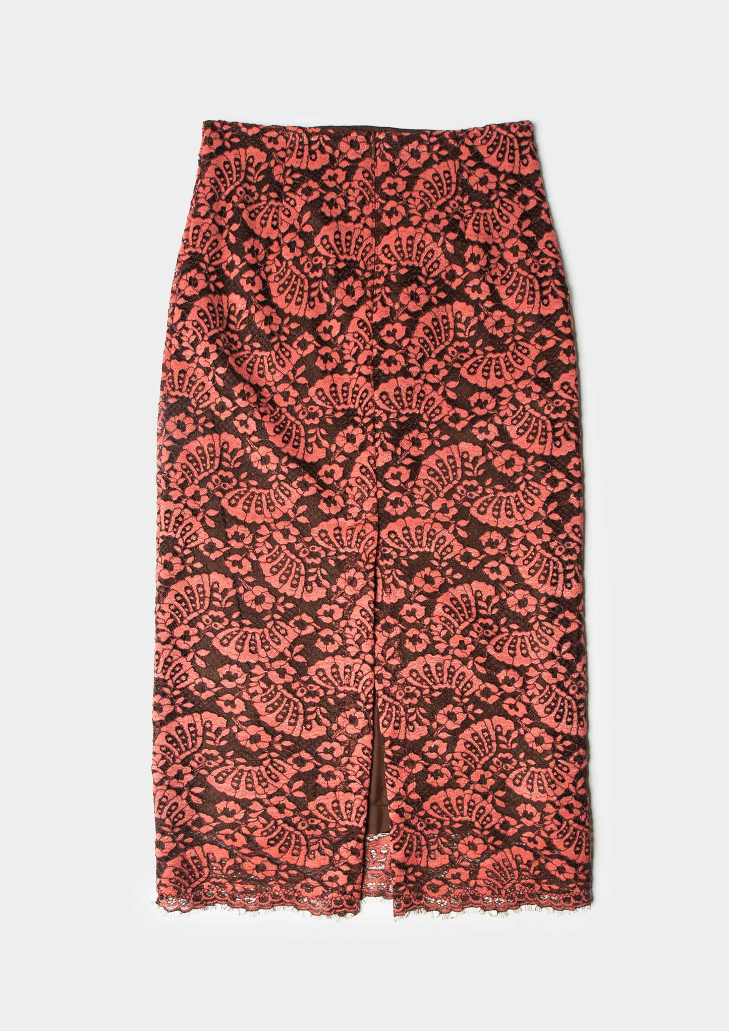 Fitted Lace Skirt - Brown/Pink