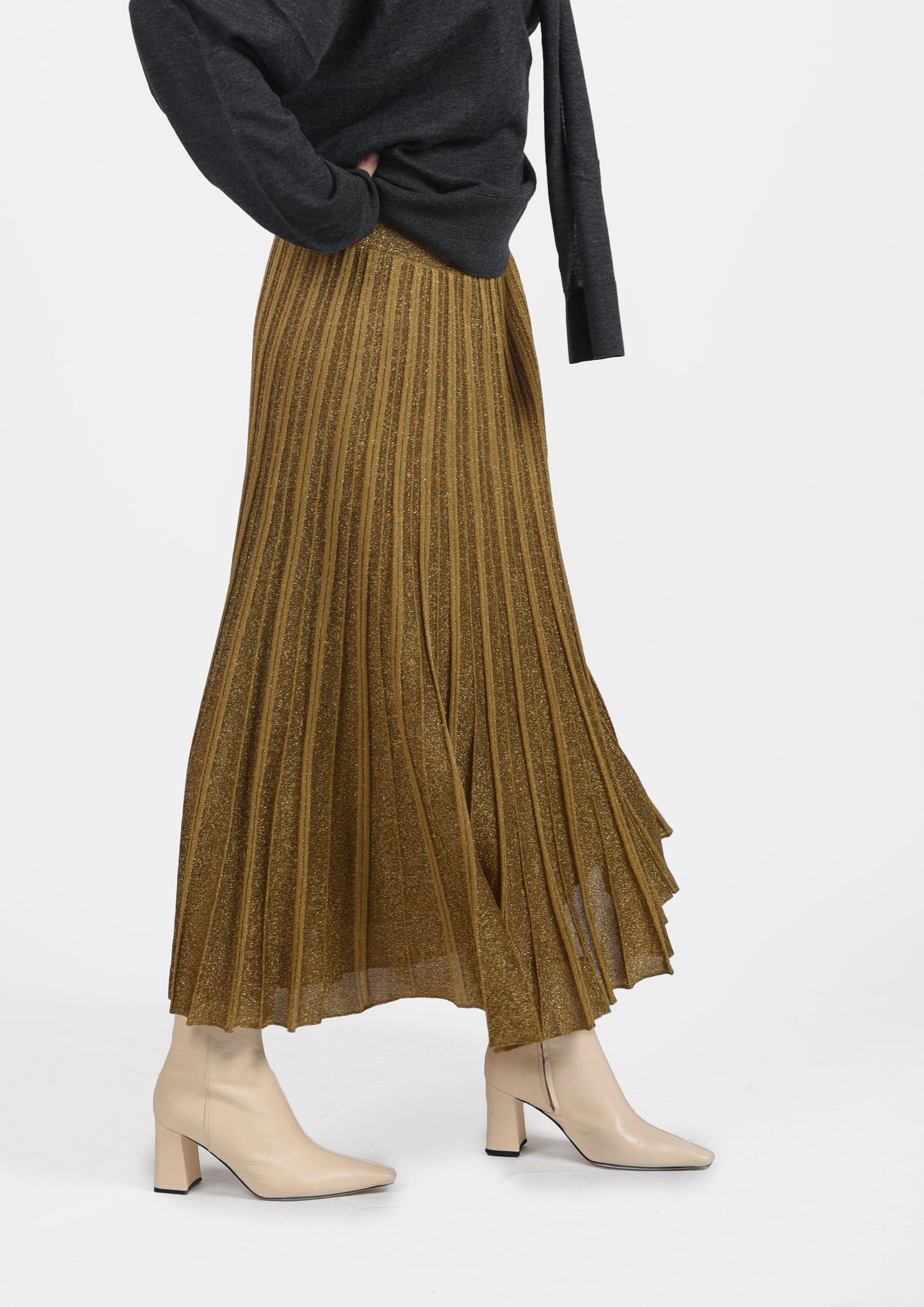 Lurex Plissé Skirt - Oro