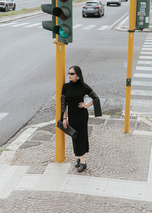 Long Merino Wool Dress - Black