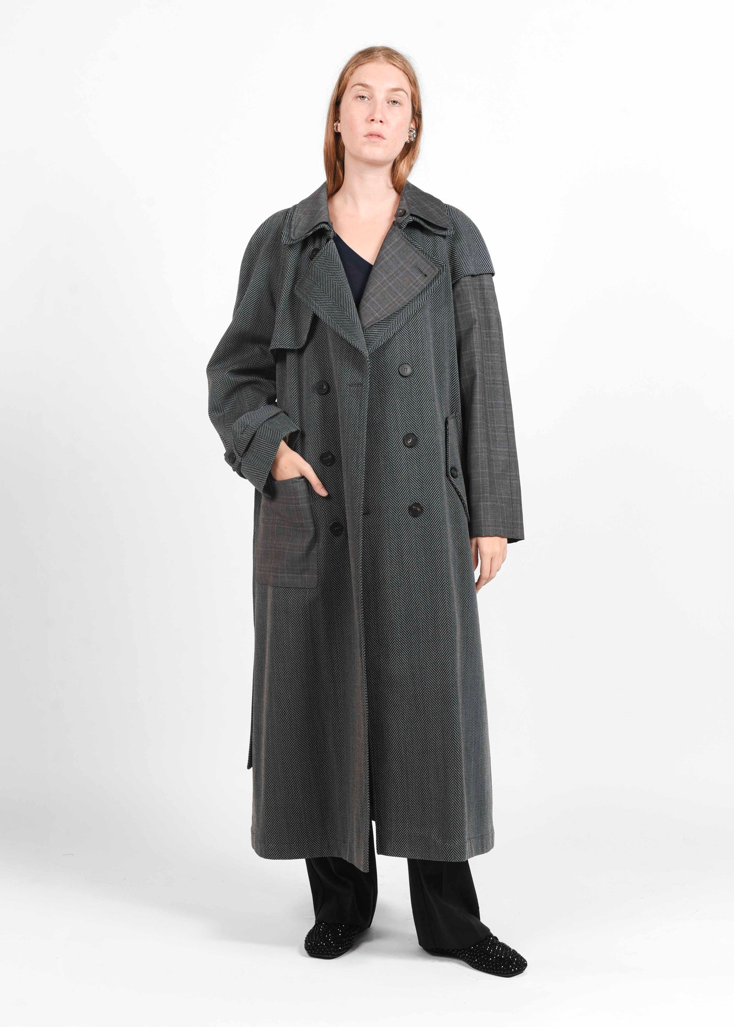 Two-Tone Trench Coat - Carbon