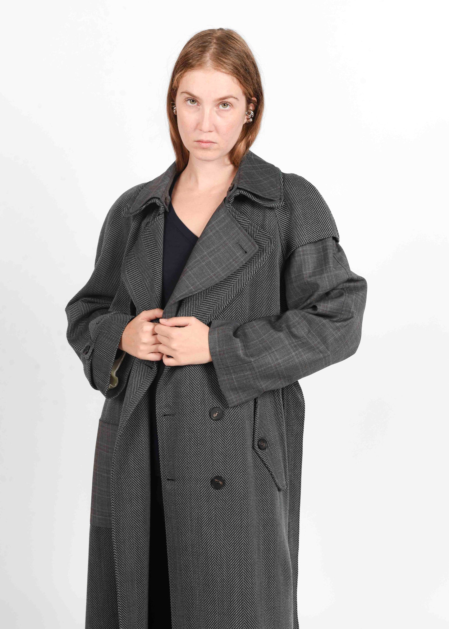 Two-Tone Trench Coat - Carbon