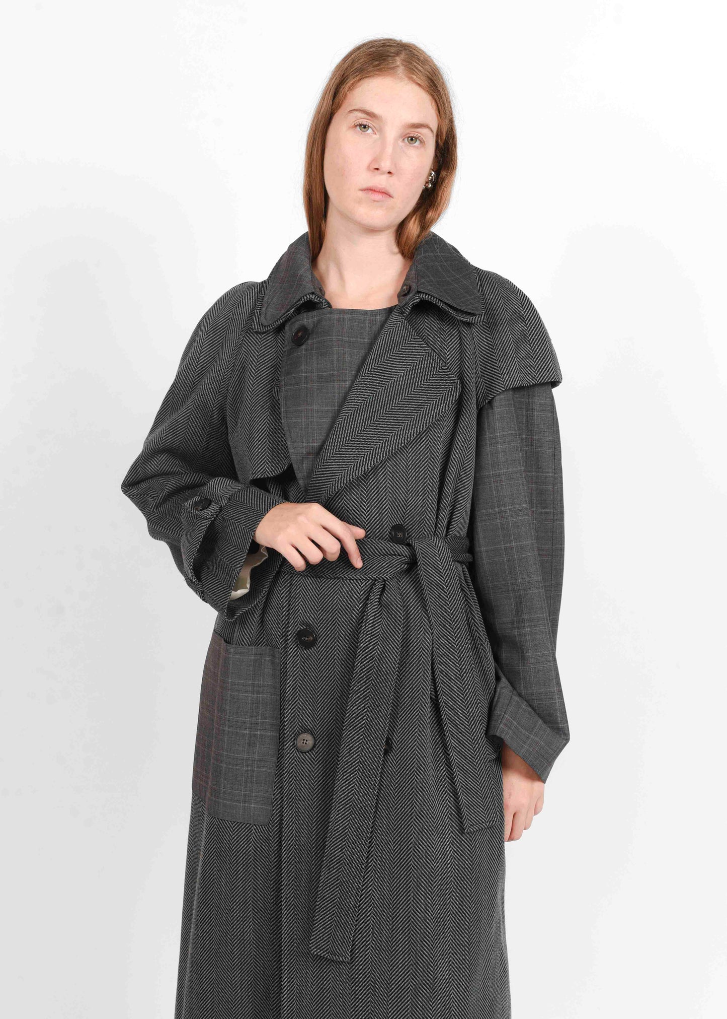Two-Tone Trench Coat - Carbon