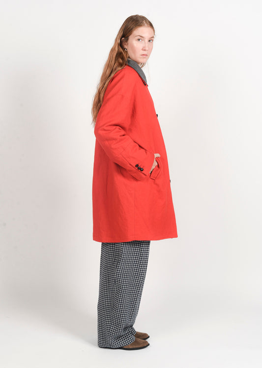 Ovetto Coat in Lana Vergine - Rosso