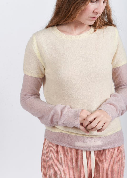 Layered Crewneck Sweater - Mayo/Lilla