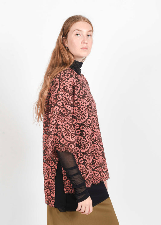 Over Lace Blouse - Brown