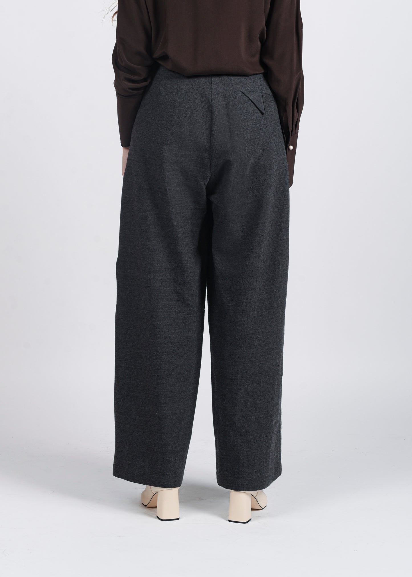 High-Waist Wide-Leg Trousers - Carbon
