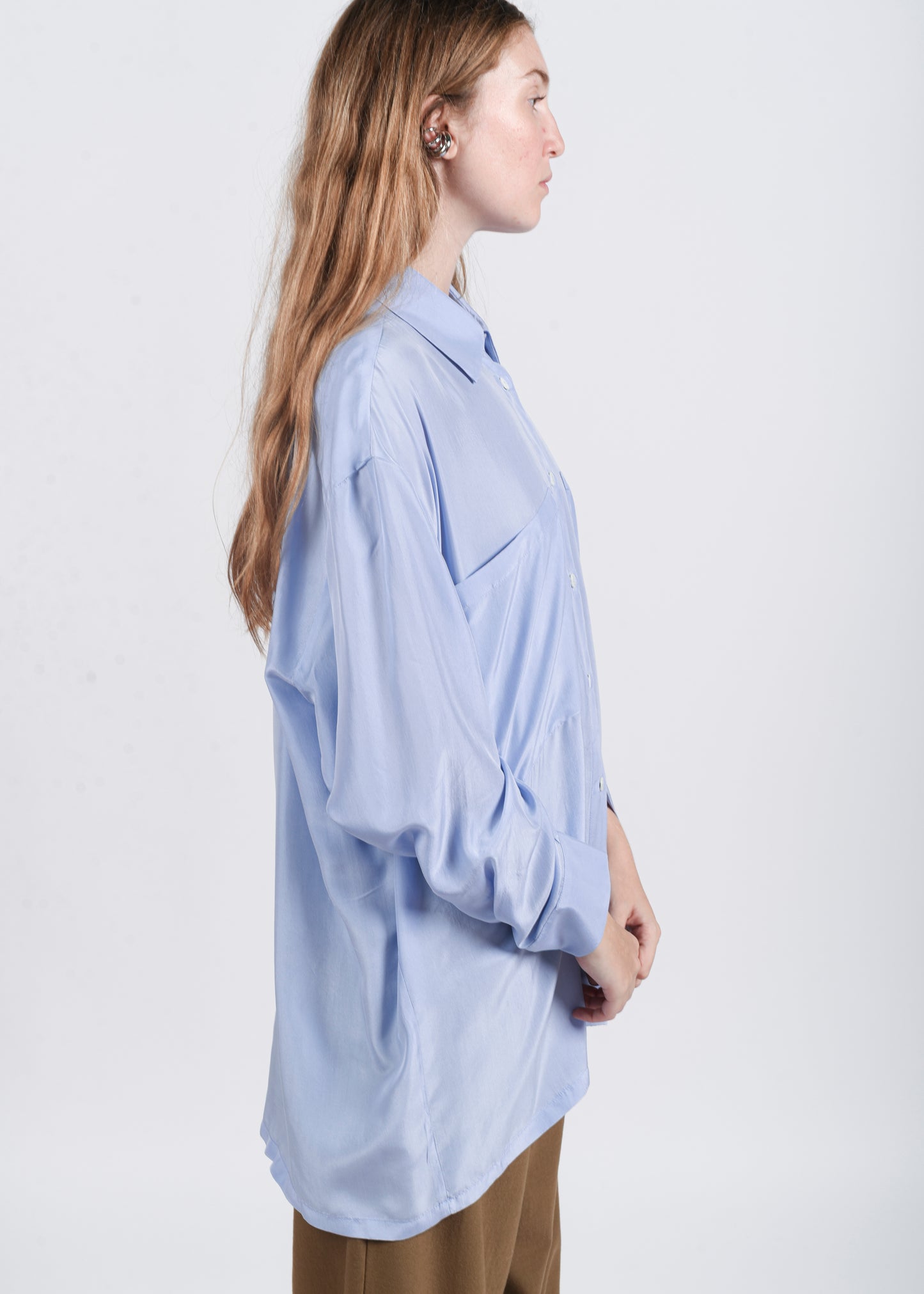 Oversized Silk Shirt - Sky