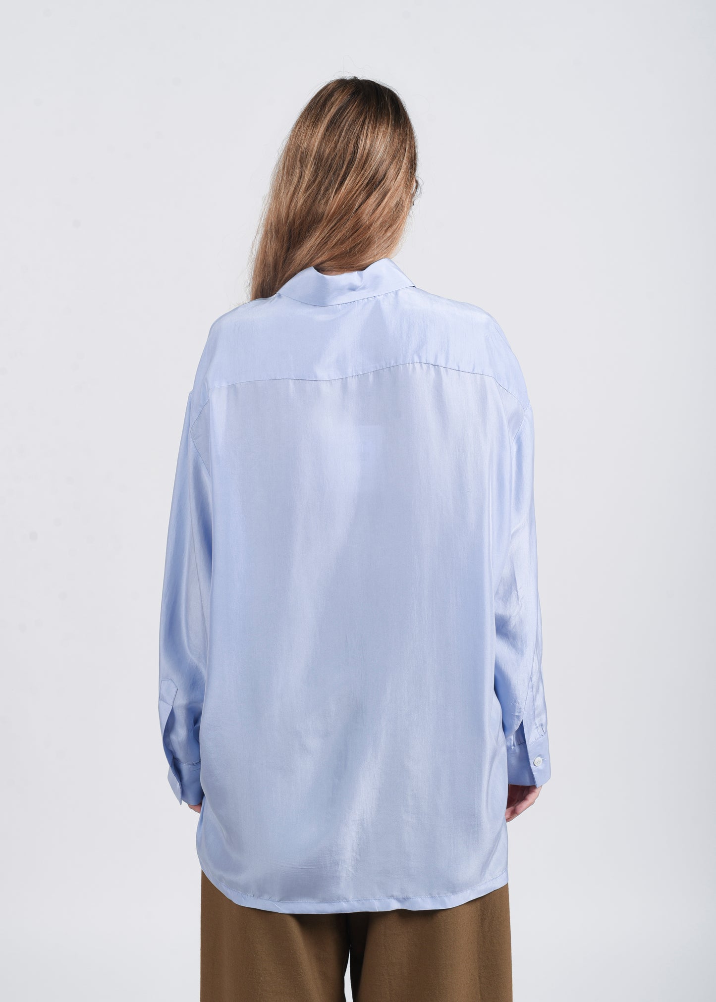 Oversized Silk Shirt - Sky