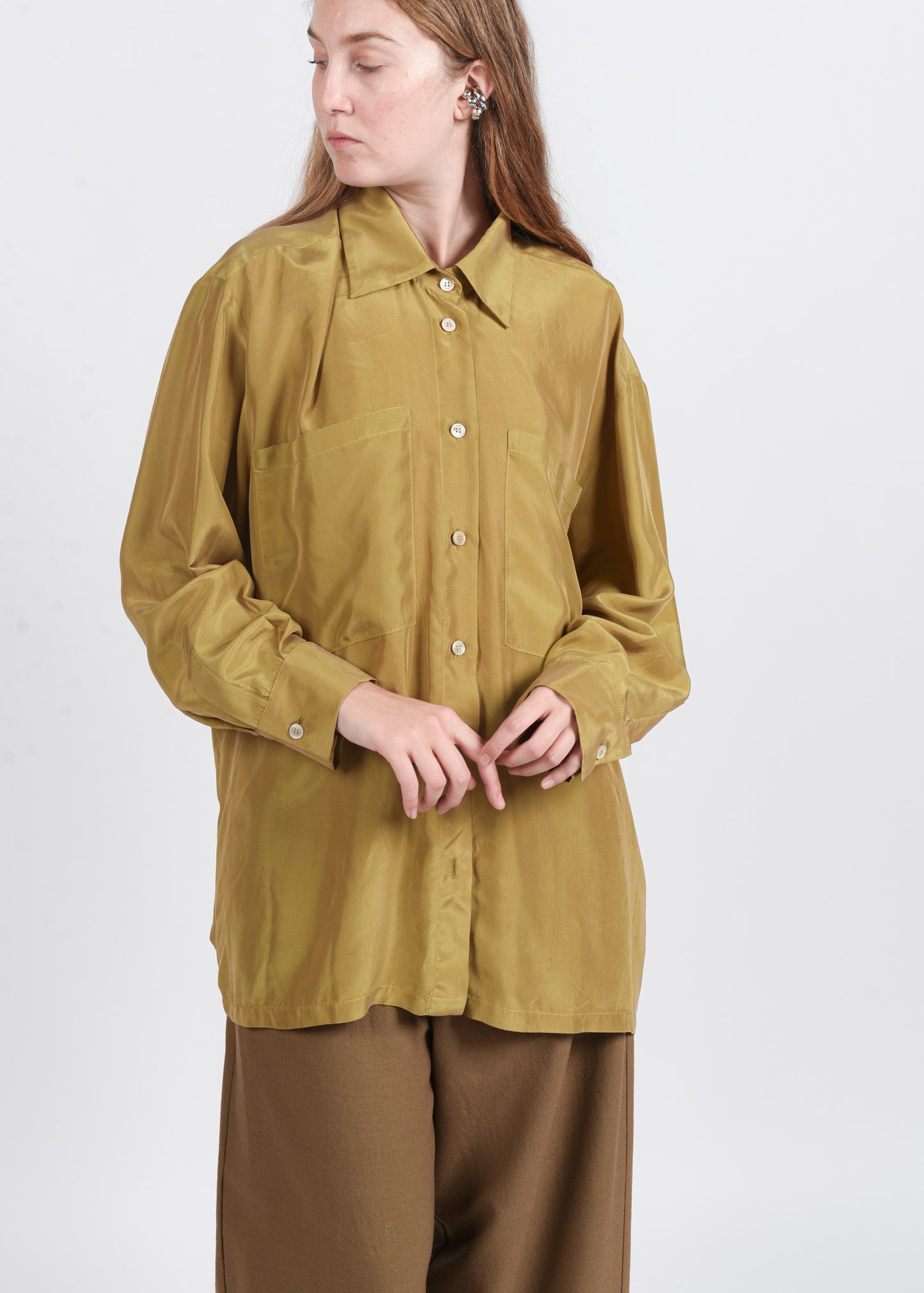Oversized Silk Shirt - Agave