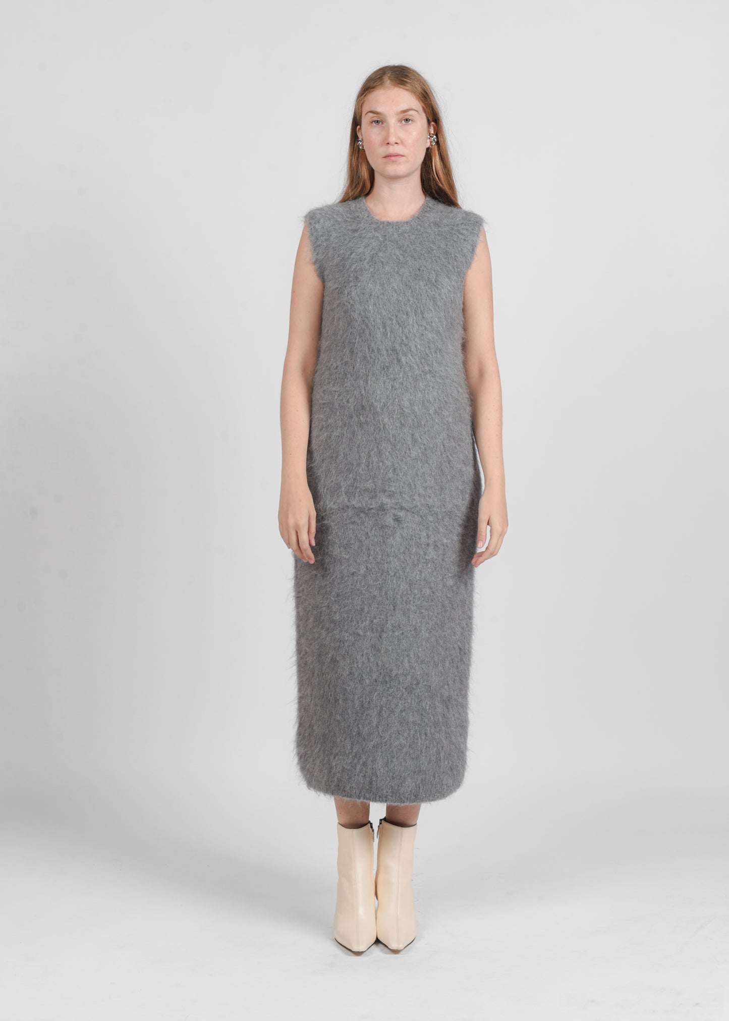 Sleeveless Fuzzy Dress - Grey
