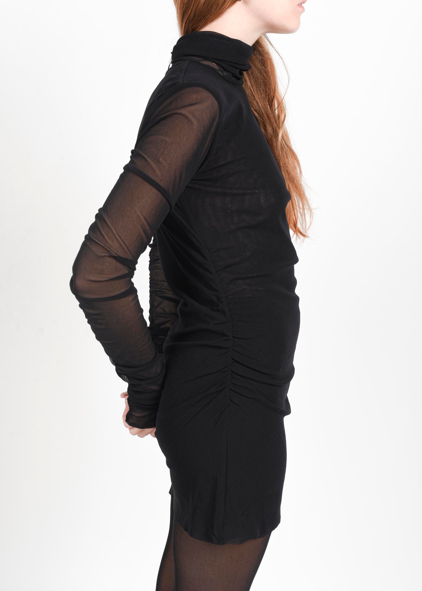 Semi-Sheer High Neck Top - Black