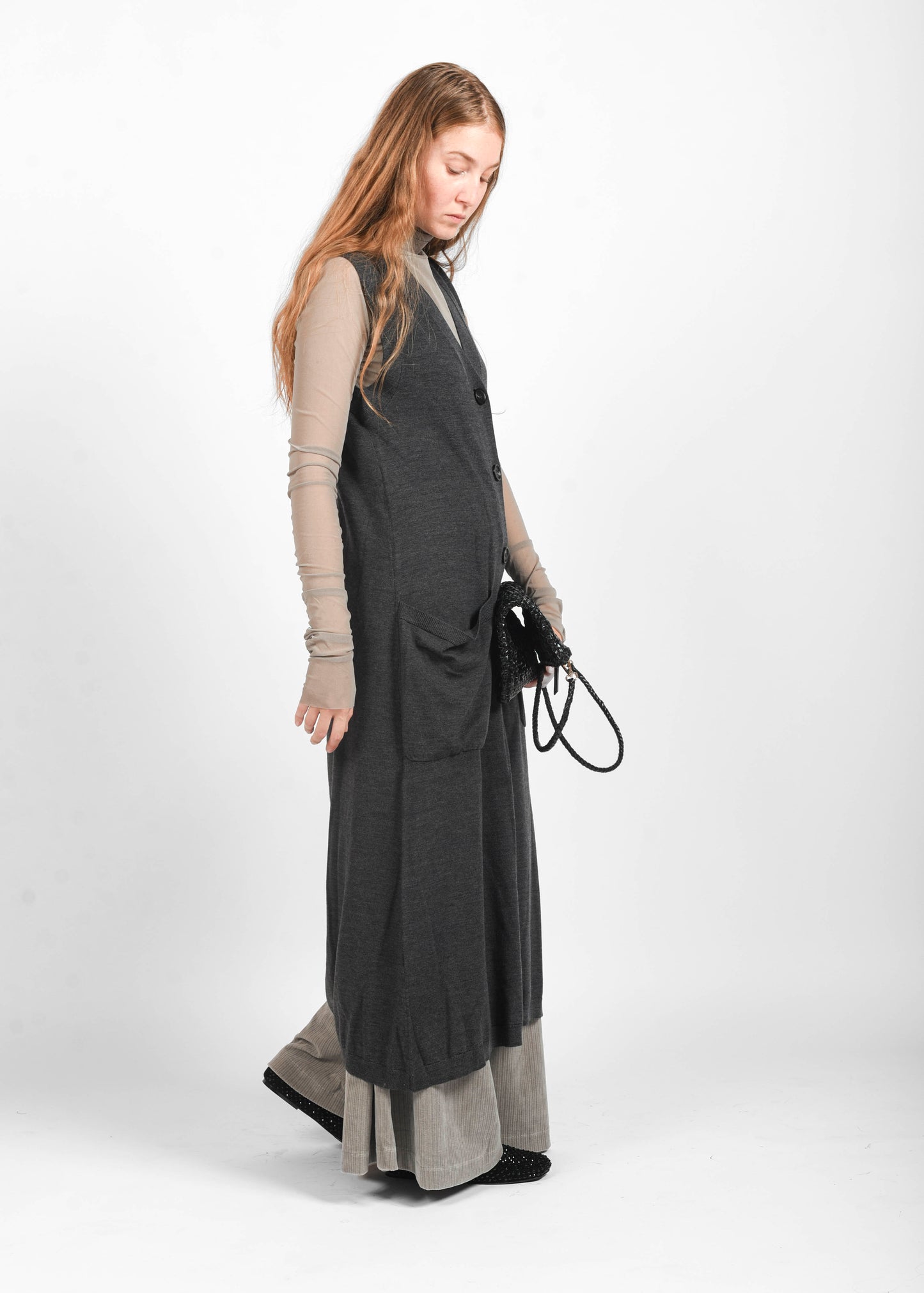 Long Wool Cardigan - Storm Grey