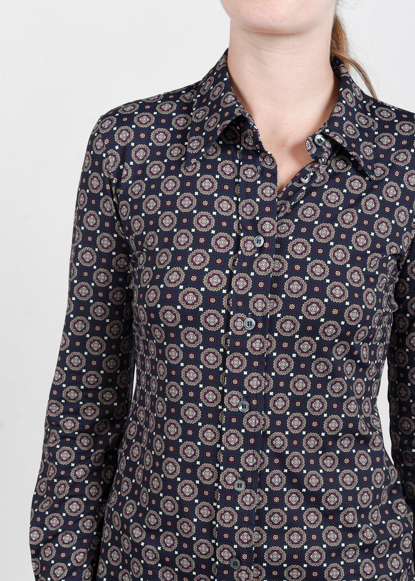 Tie-Print Fitted Shirt - Blu