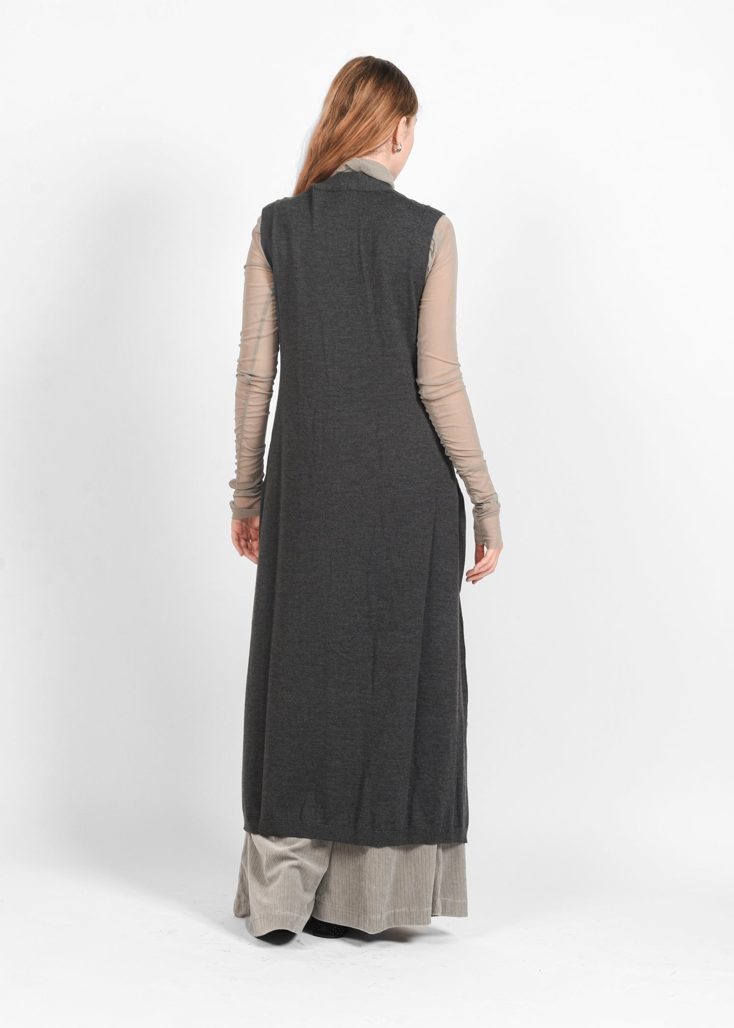 Long Wool Cardigan - Storm Grey