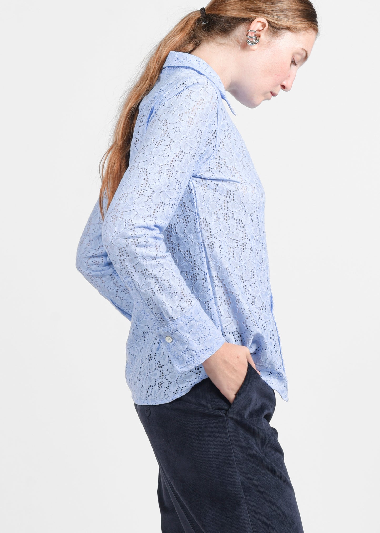 Floral Lace Shirt - Sky
