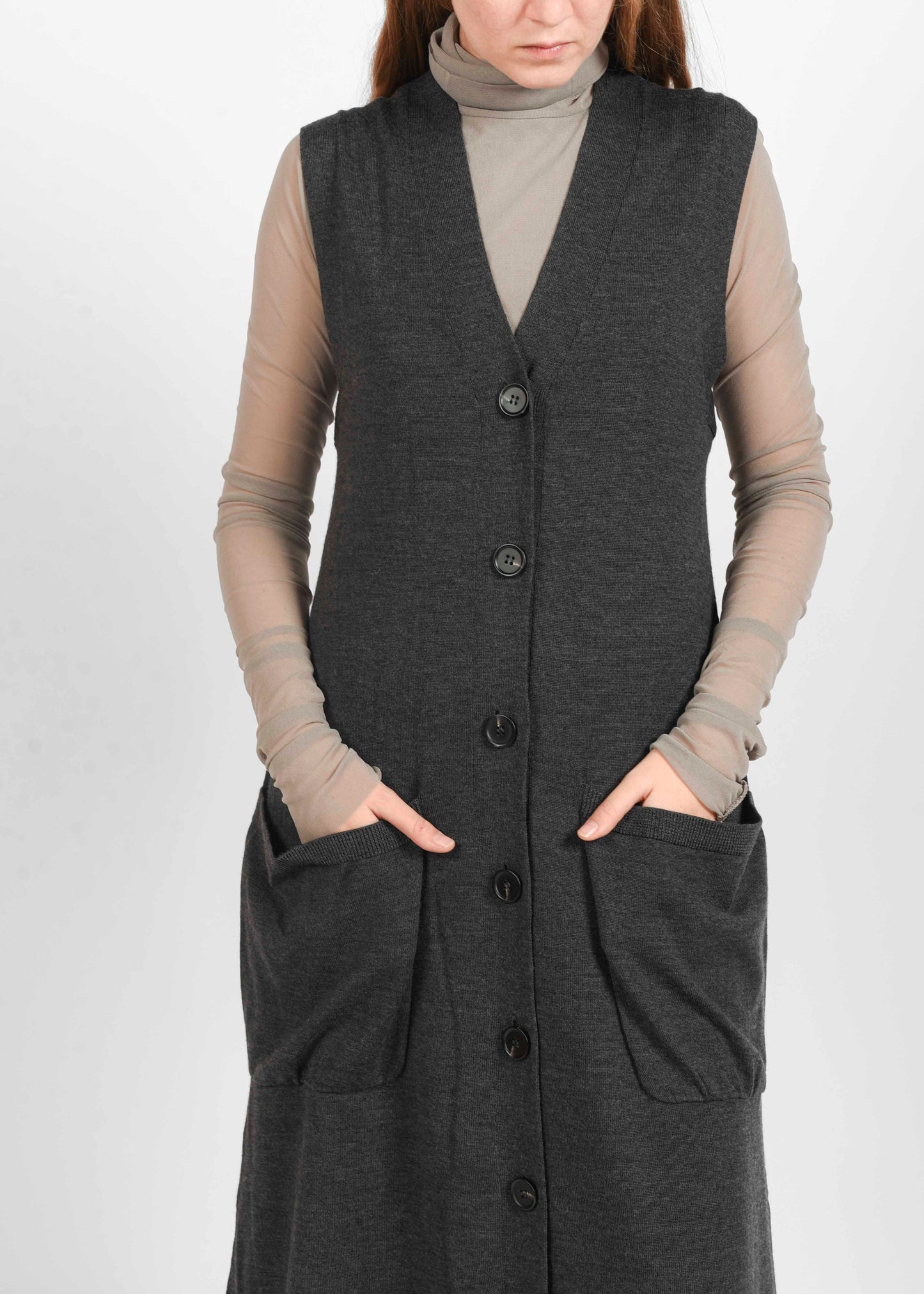 Long Wool Cardigan - Storm Grey