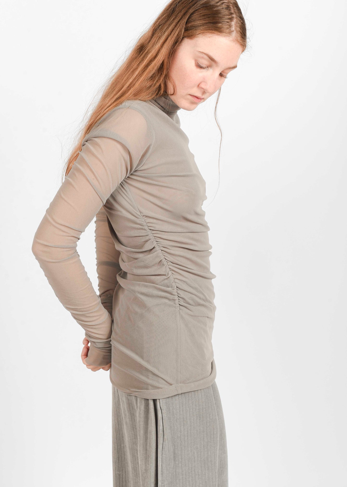 Semi-Sheer High Neck Top - Perla