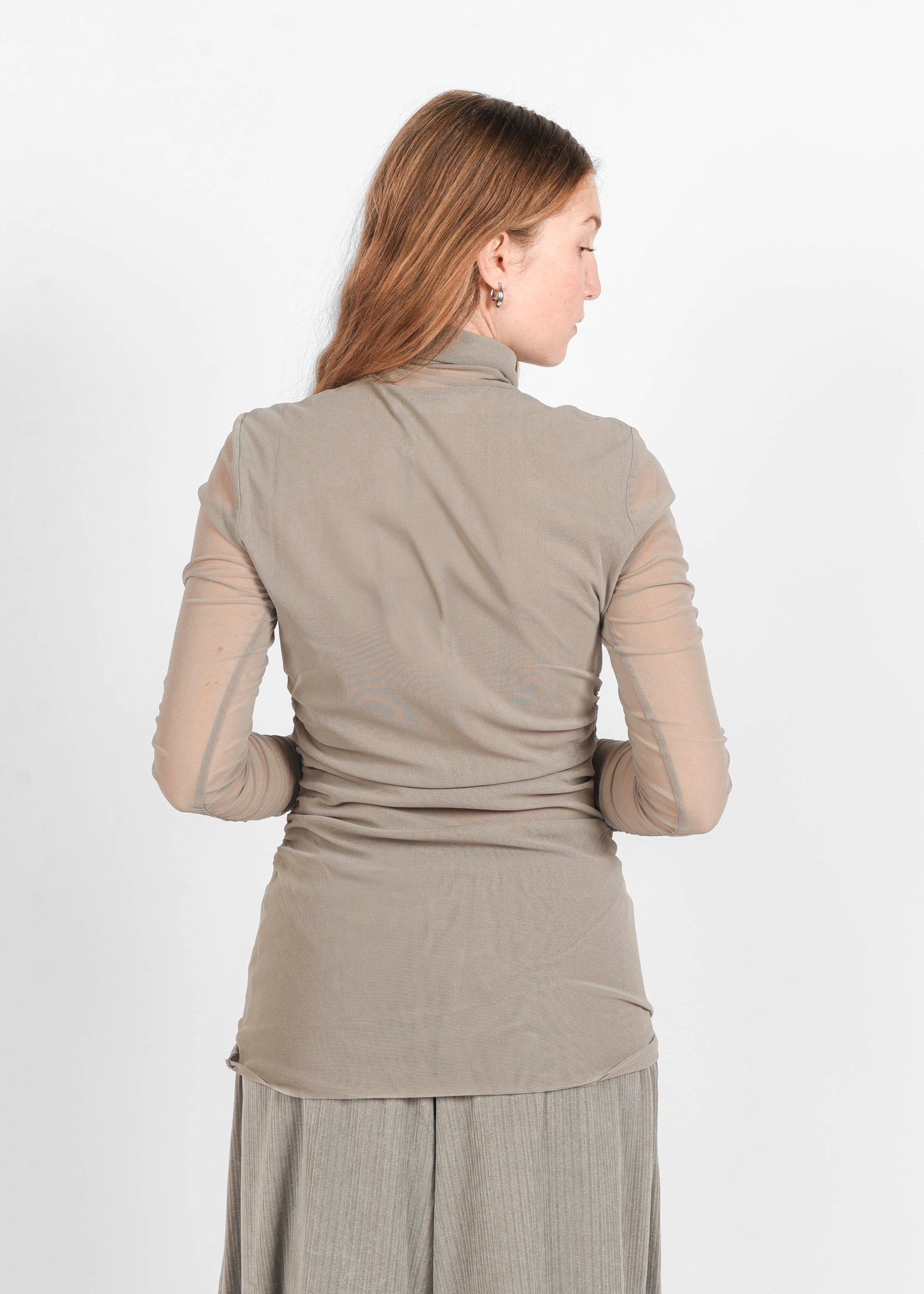Semi-Sheer High Neck Top - Perla