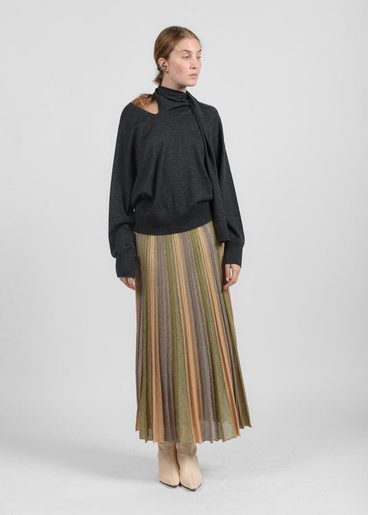 Lurex Plissé Skirt - Green/April Moon