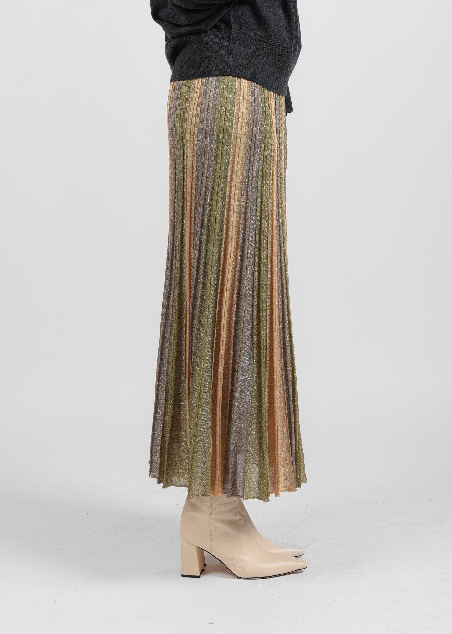 Lurex Plissé Skirt - Green/April Moon