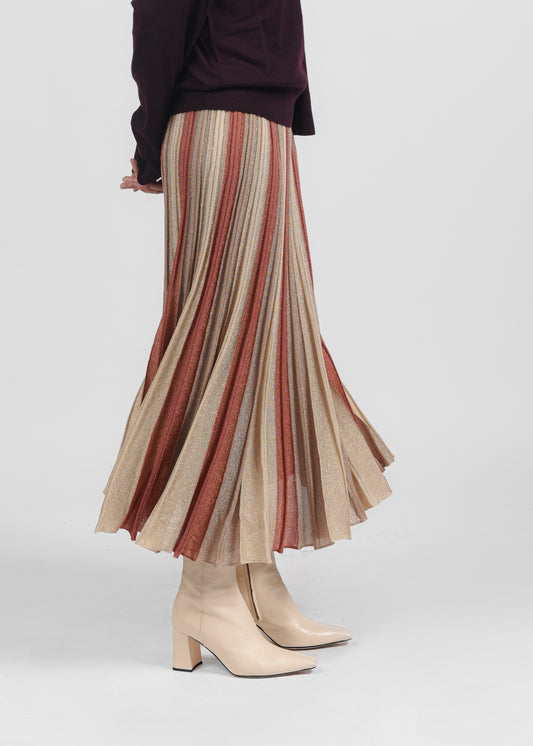 Lurex Plissé Skirt - Mordore