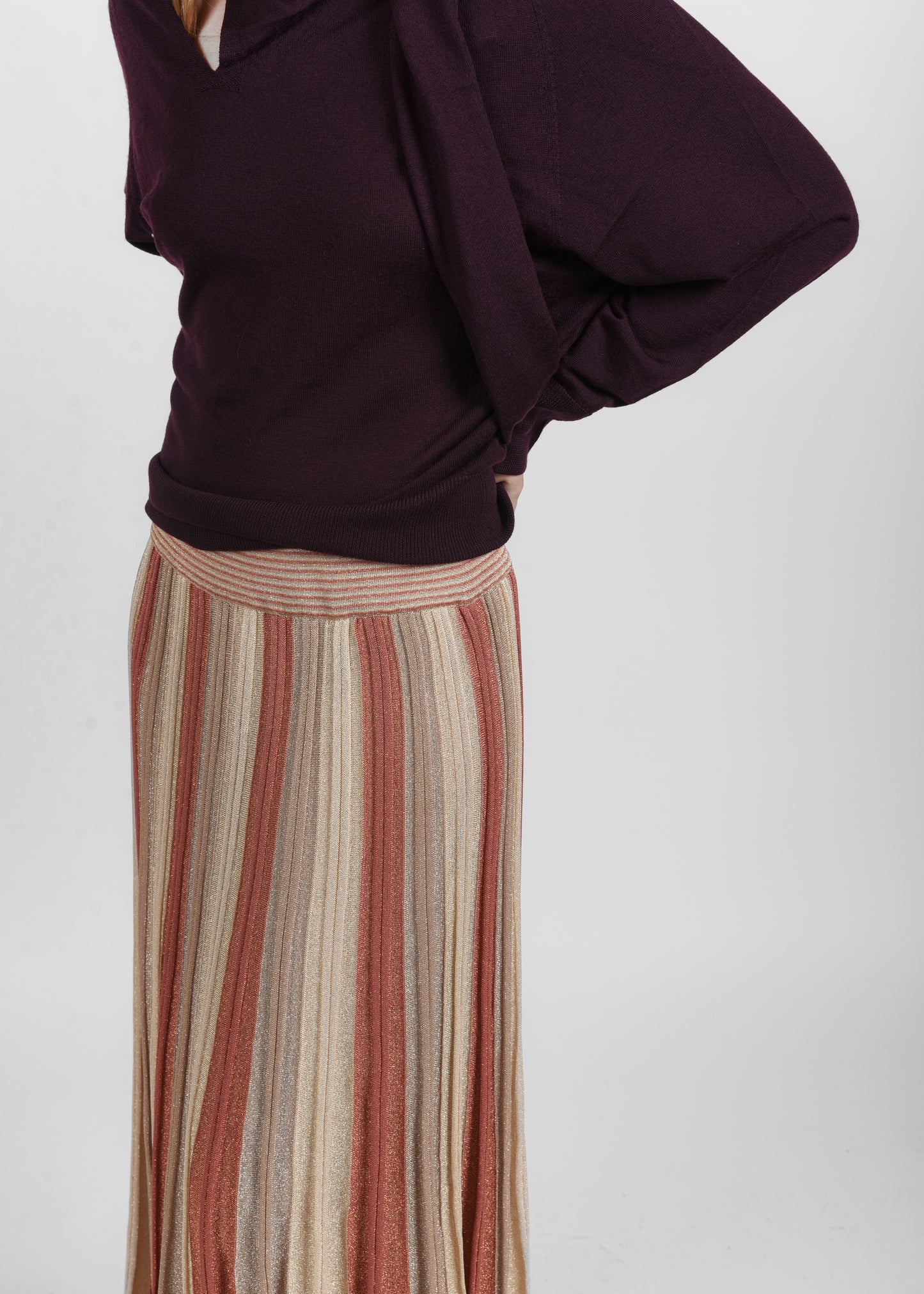 Lurex Plissé Skirt - Mordore