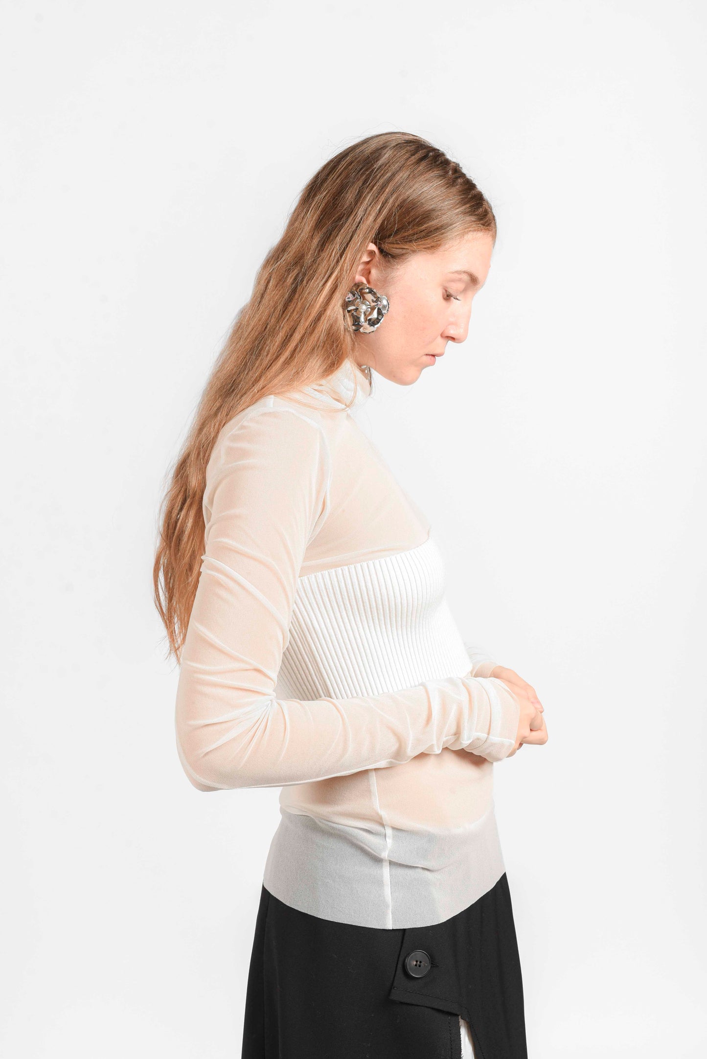 Semi-Sheer Turtleneck - Latte