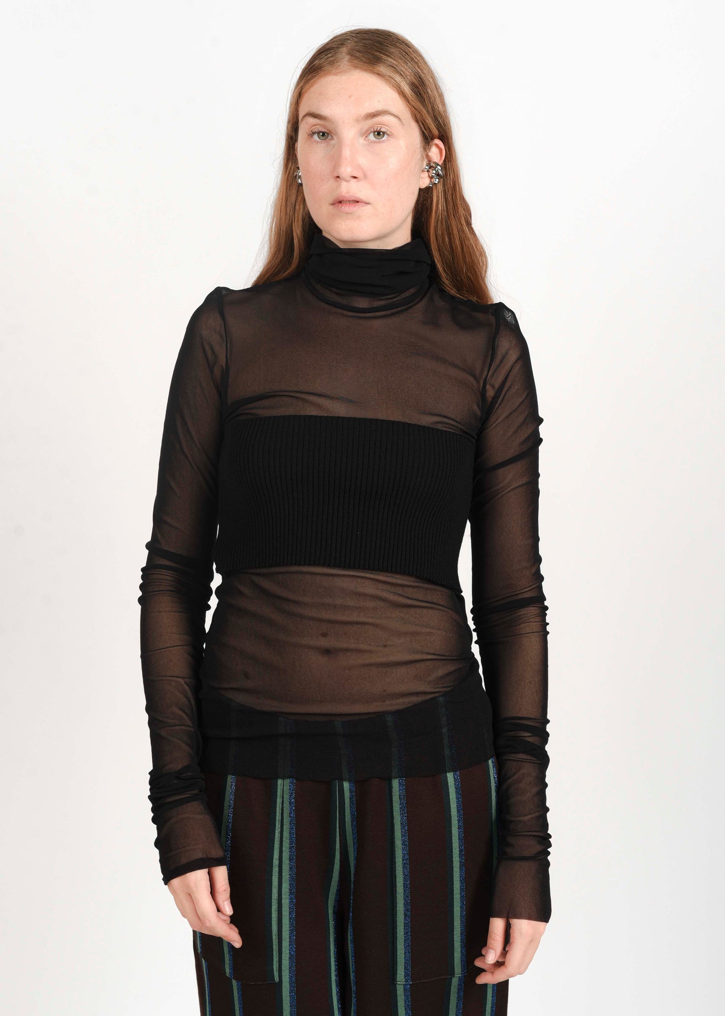Semi-Sheer Turtleneck - Black