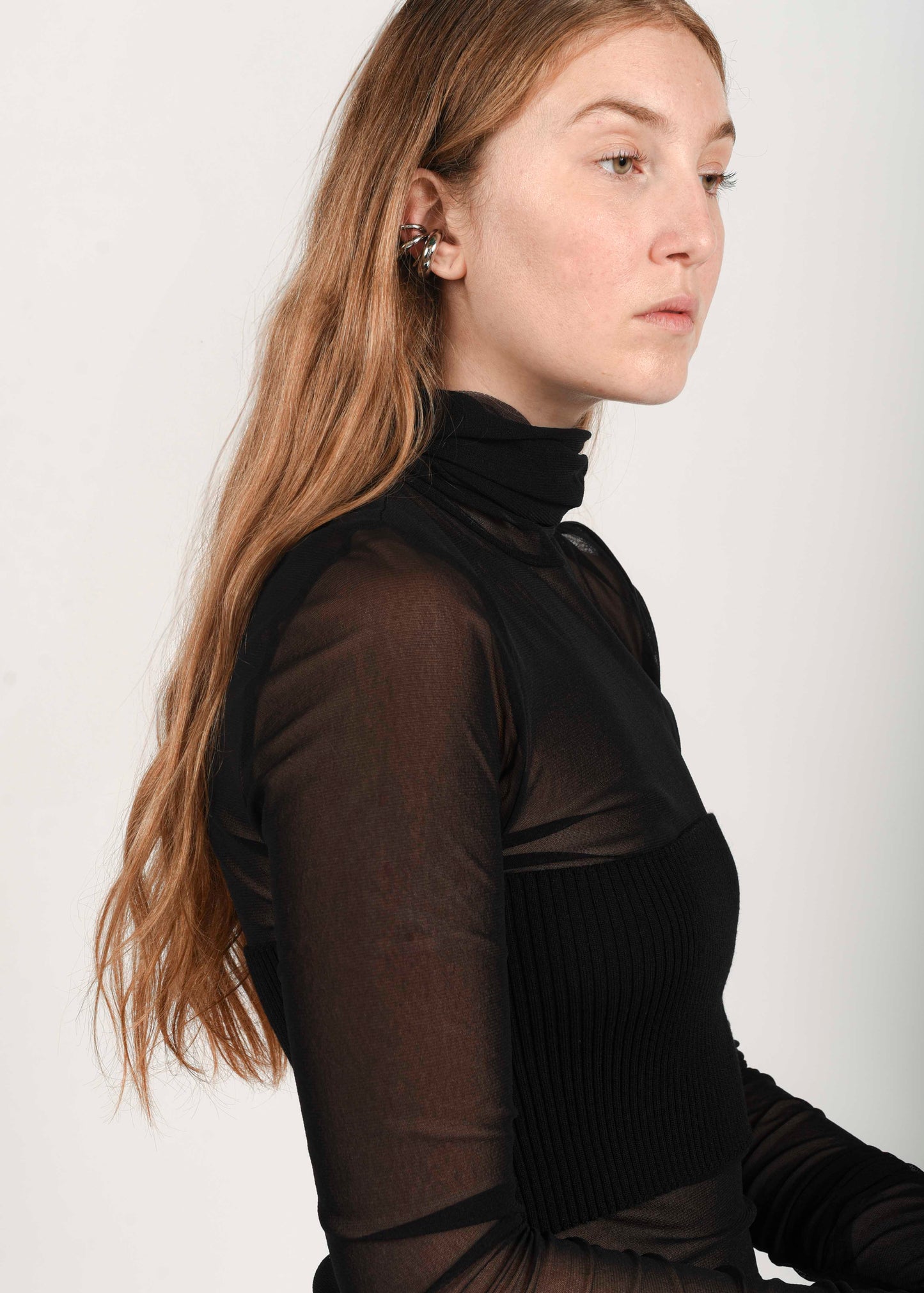Semi-Sheer Turtleneck - Black