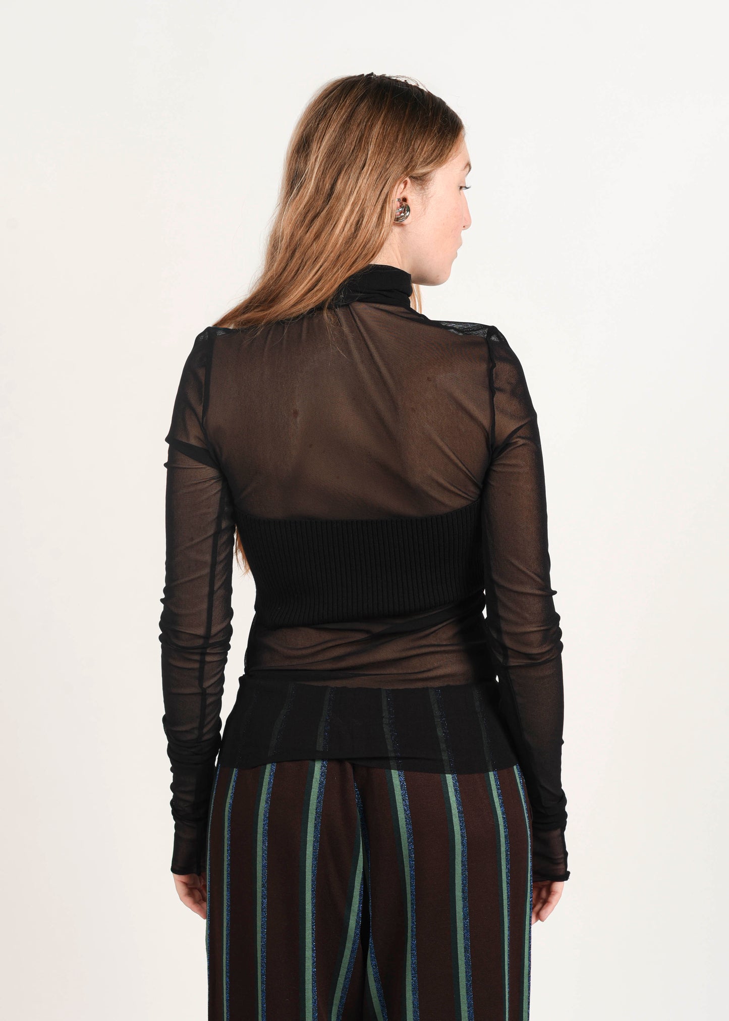 Semi-Sheer Turtleneck - Black