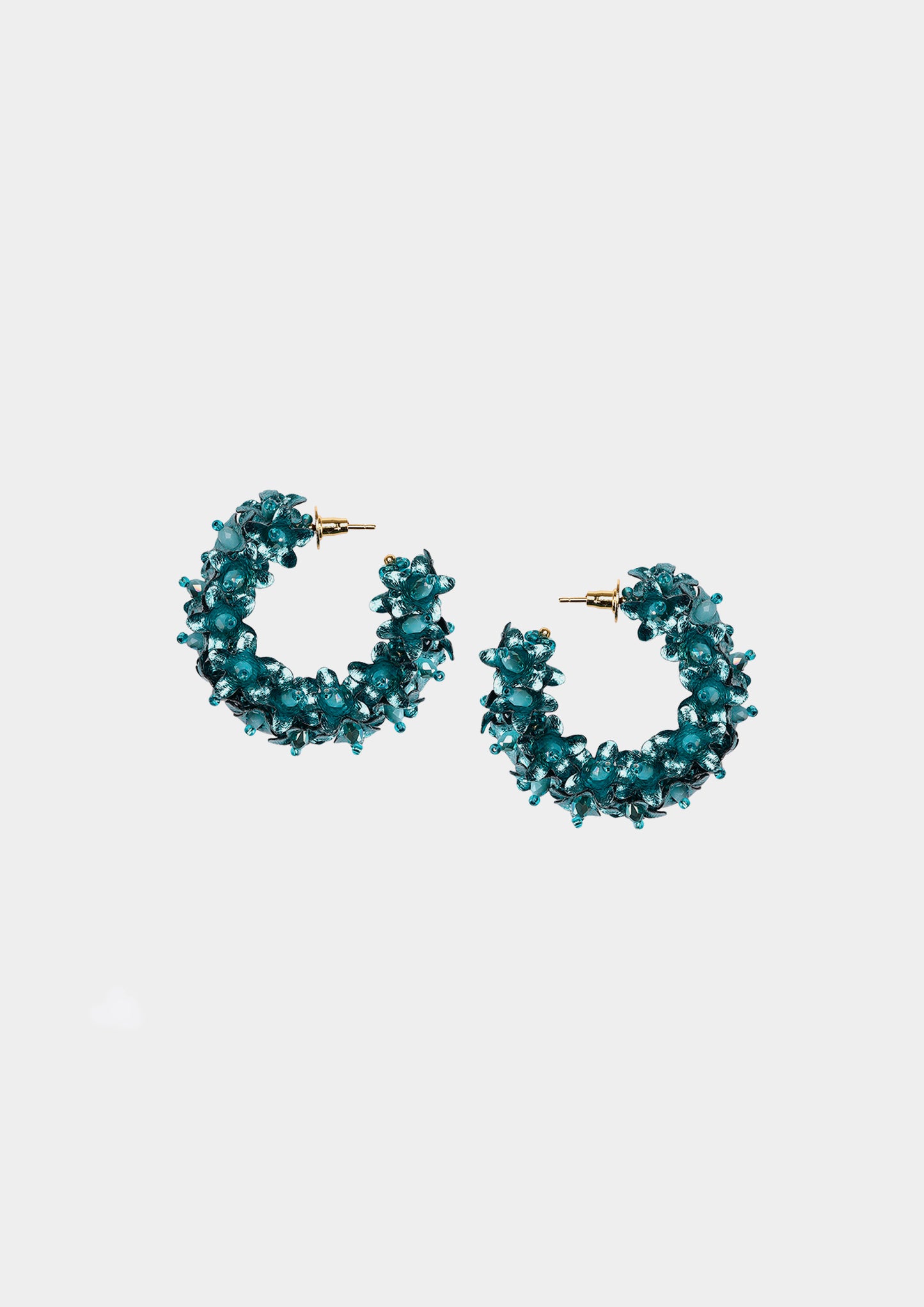 Flower Hoops Small Earrings - Verde Acqua Scuro