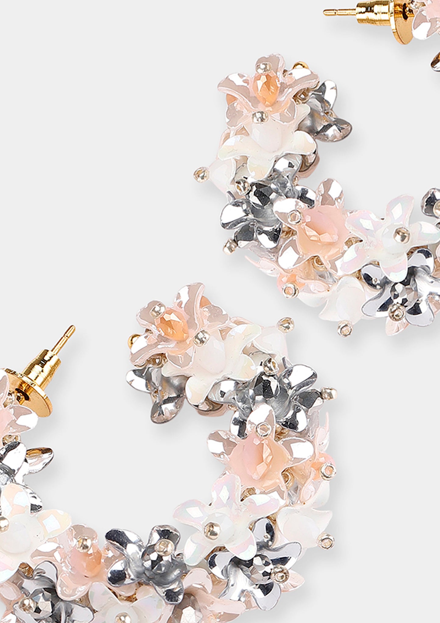 Multi Flower Hoops Small Earrings- Multisilver