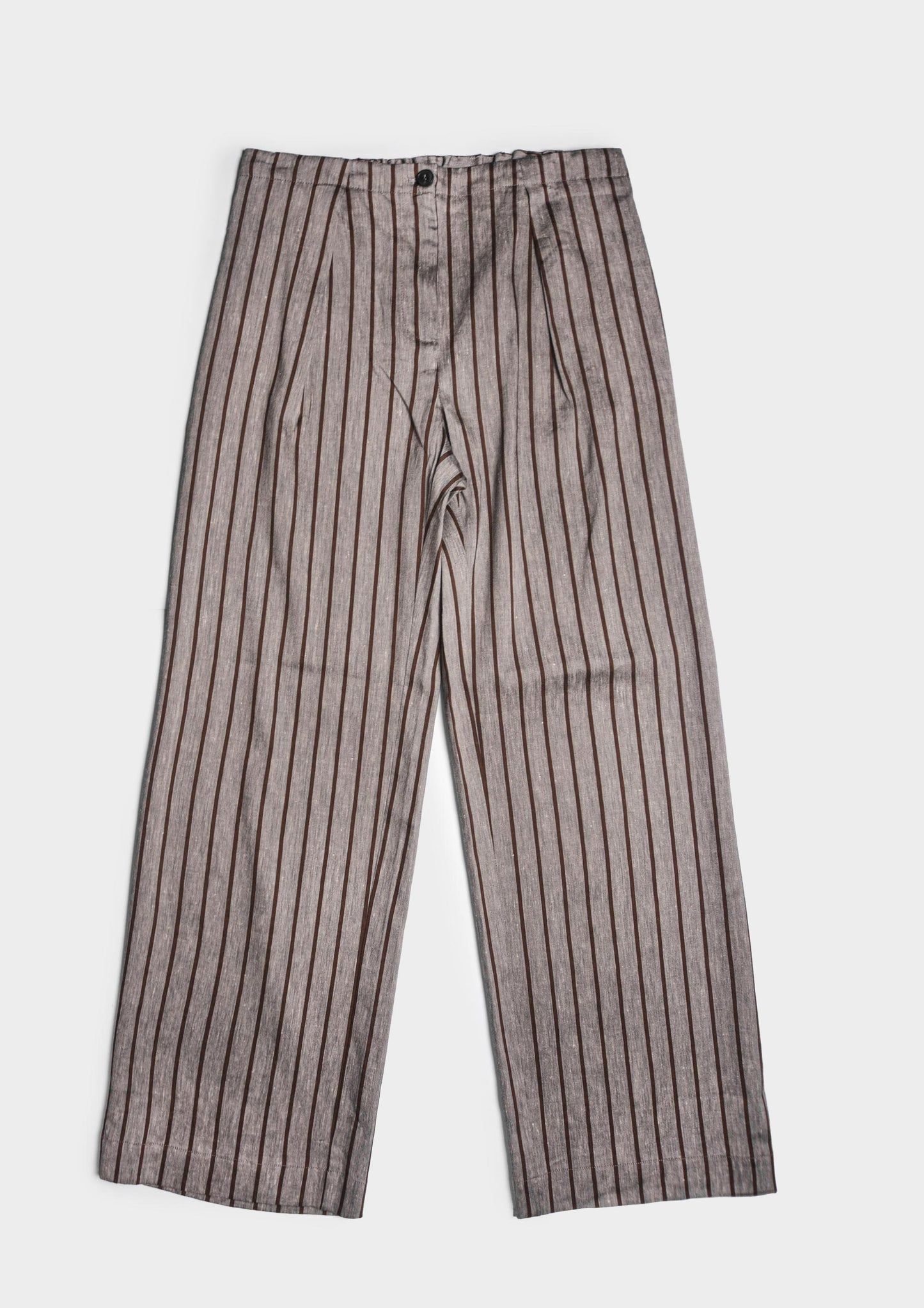 Linen-Viscose Pinstripe Pants - Brown