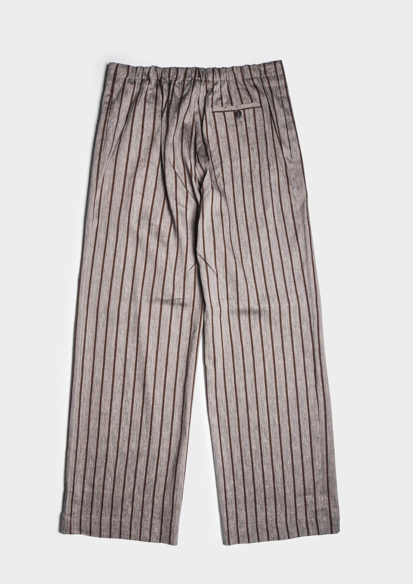 Linen-Viscose Pinstripe Pants - Brown