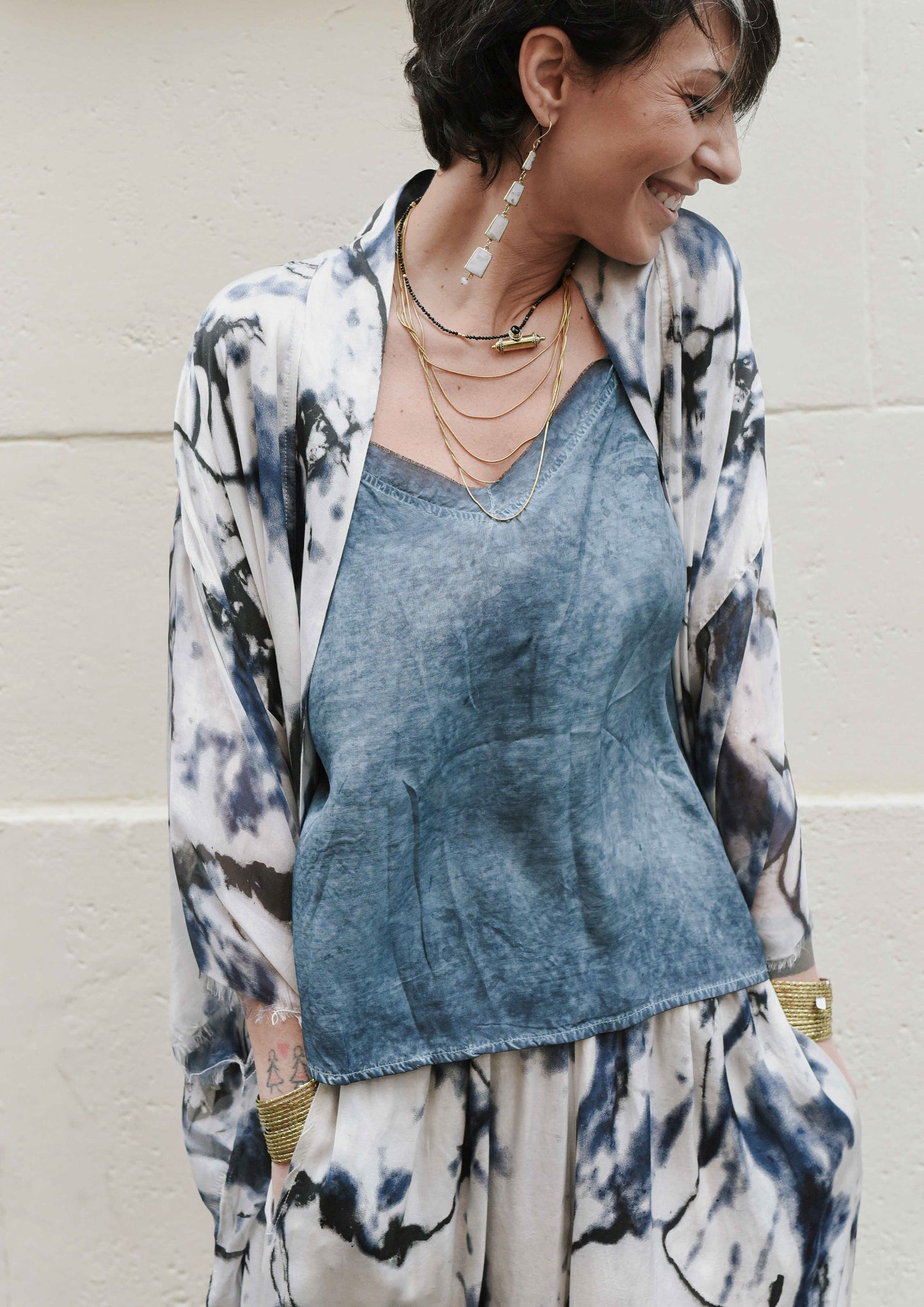 Satin Cami Top - Blue Matisse