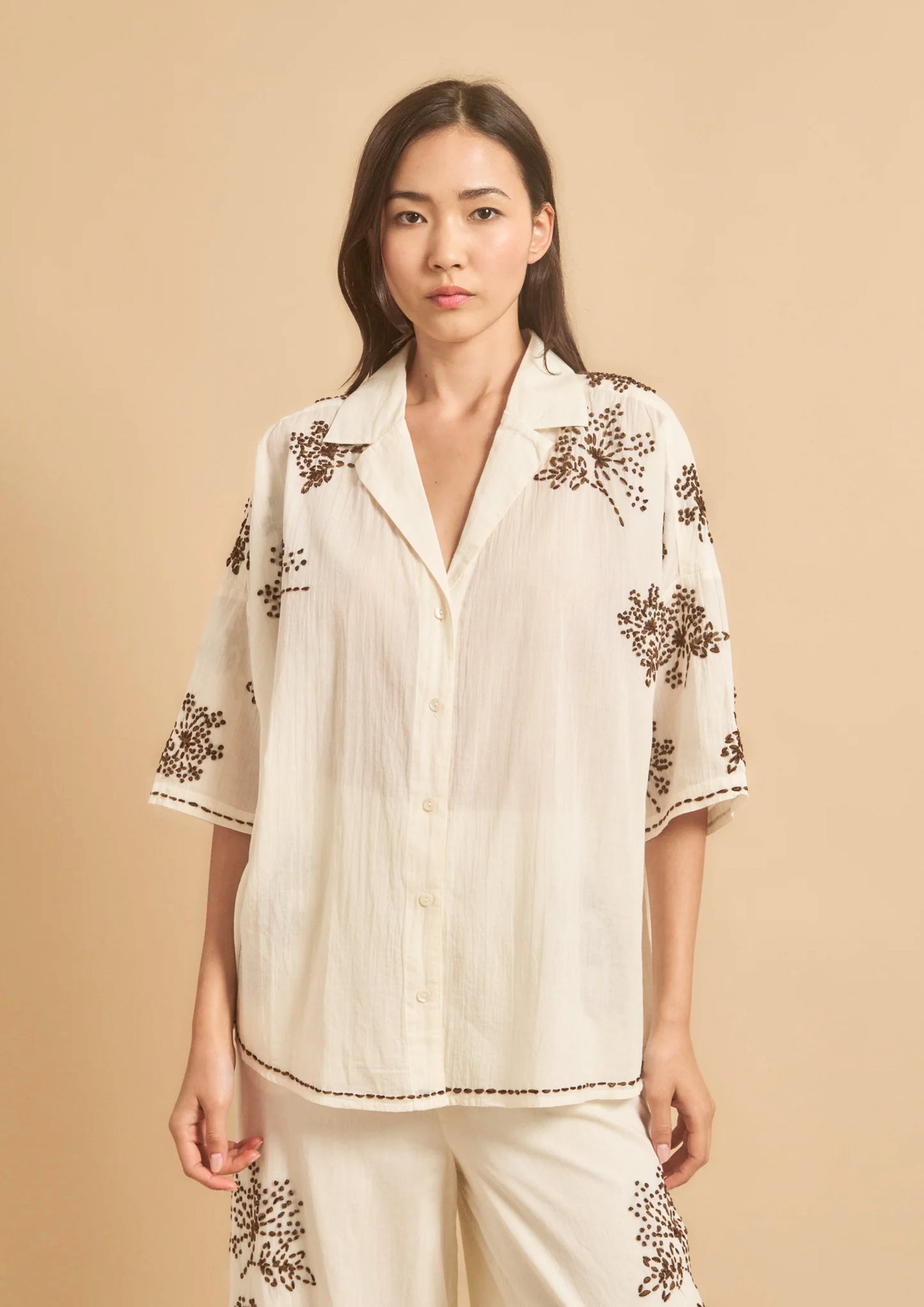 Embroidery Over Shirt - Indigo