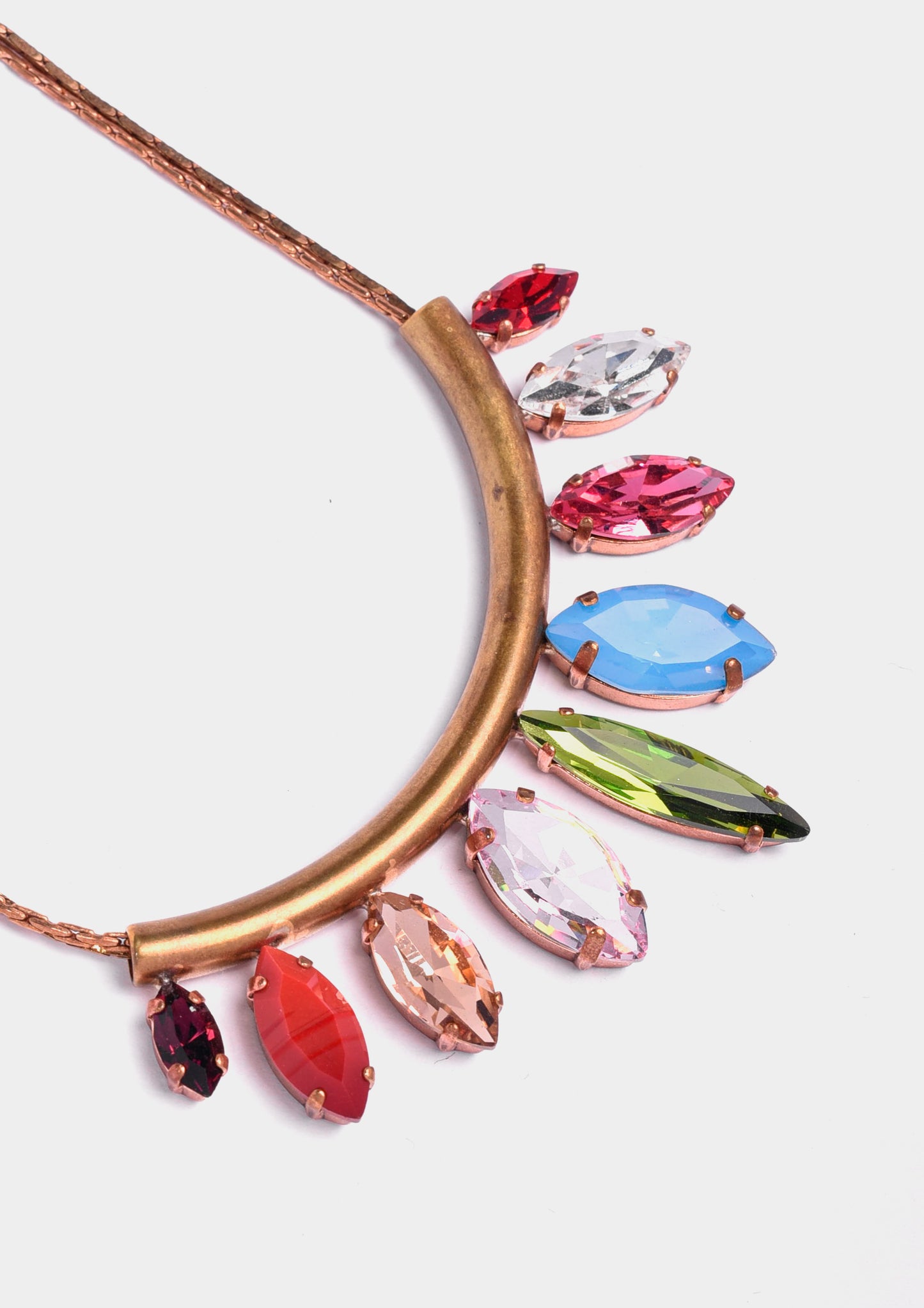 Bronze Necklace with Multicolor Swarovski Crystals