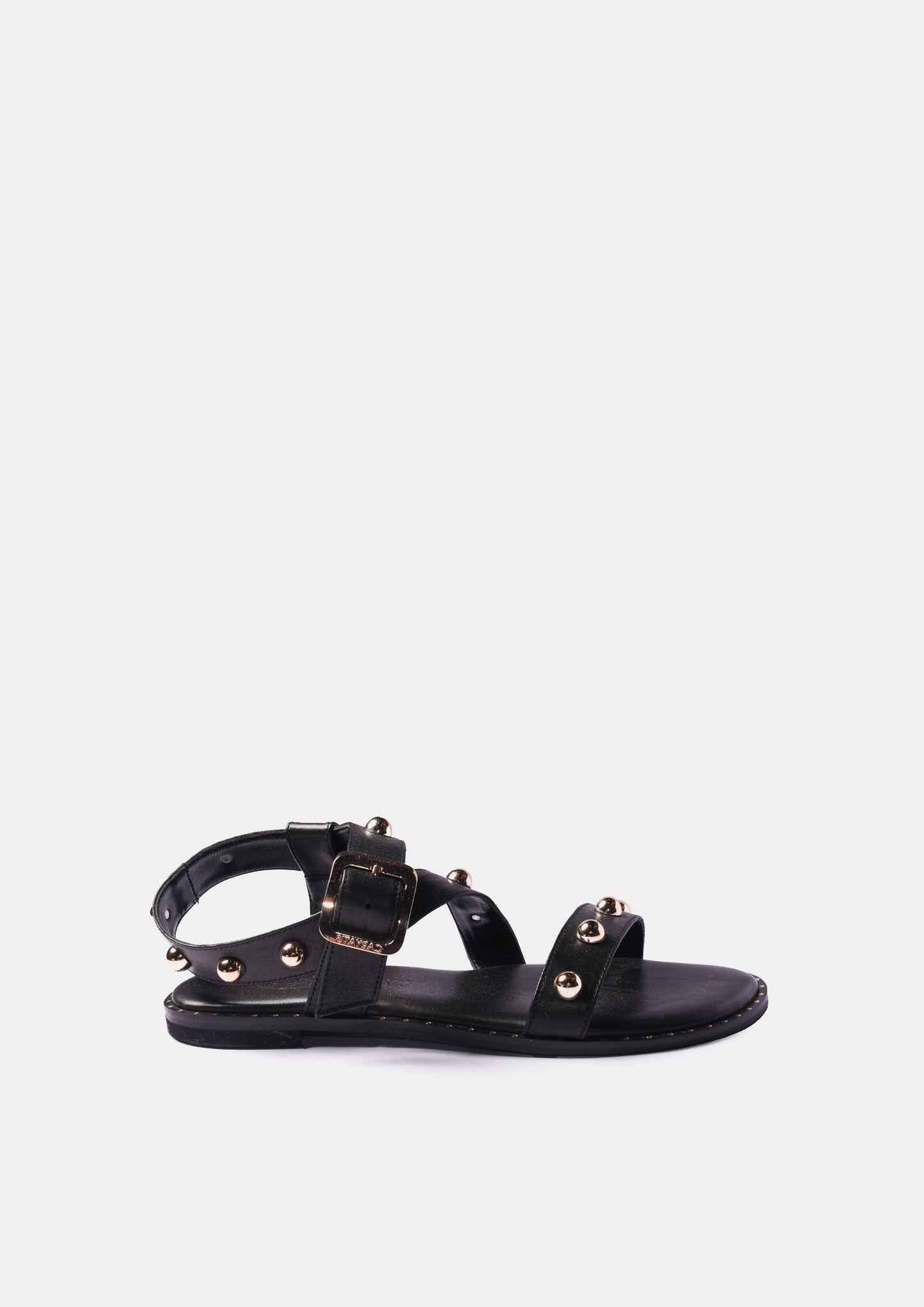 Studded Leather Sandals - Black