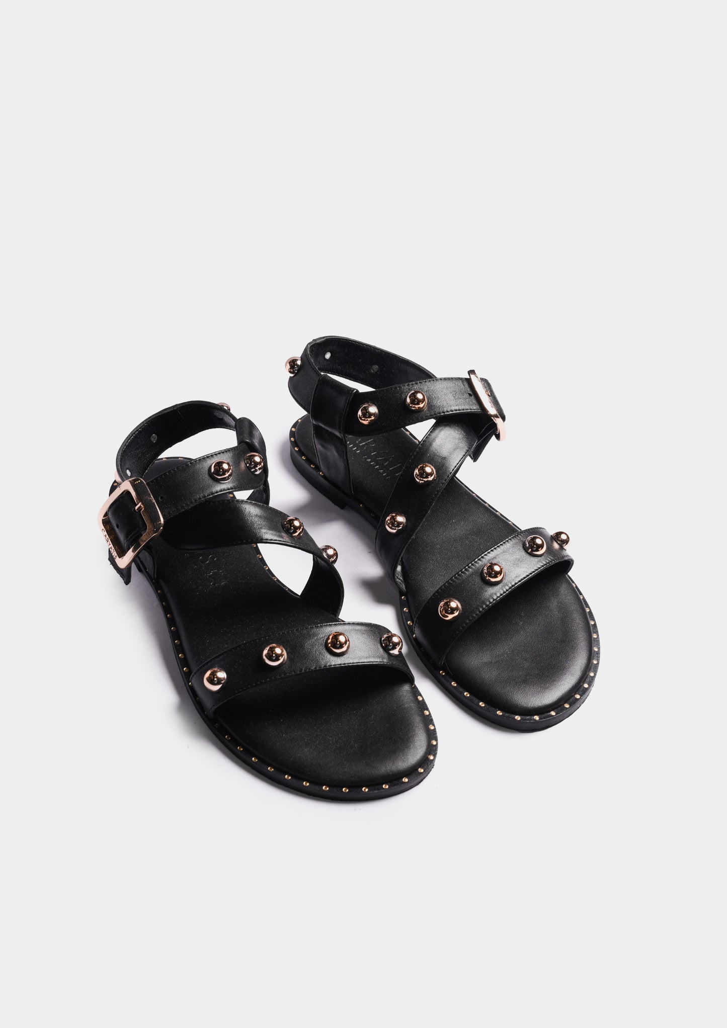 Studded Leather Sandals - Black