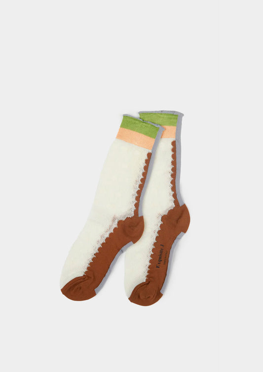 Calzini Pois Rete - Brown/White