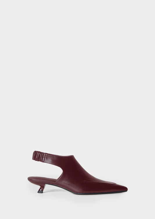Leather V-Cut Slingback - Bordeaux