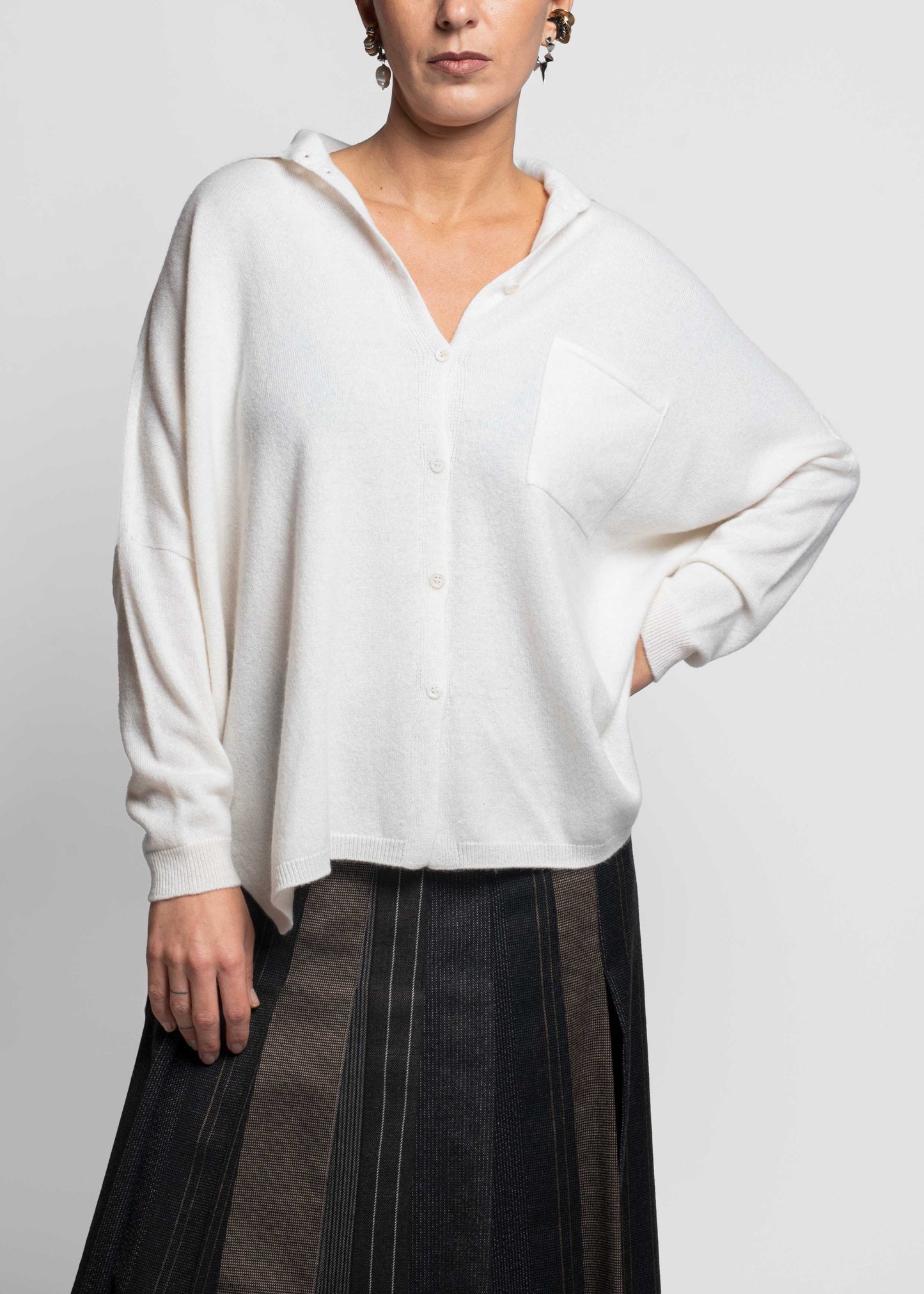 Cardigan Polo Cashmere - Blu