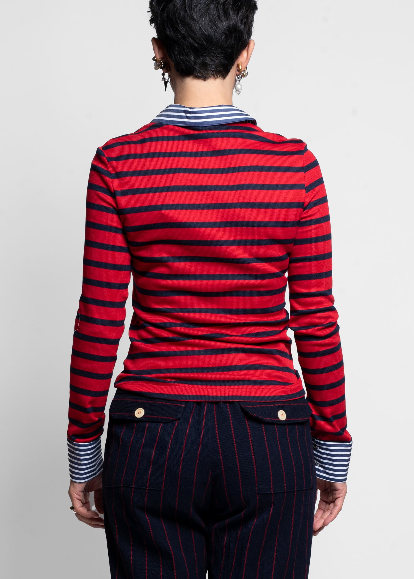 Striped Polo Shirt - Blu/rosso
