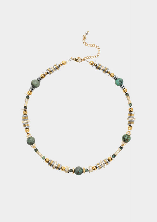 Collier Nefertiti - Silver/Gold/Green