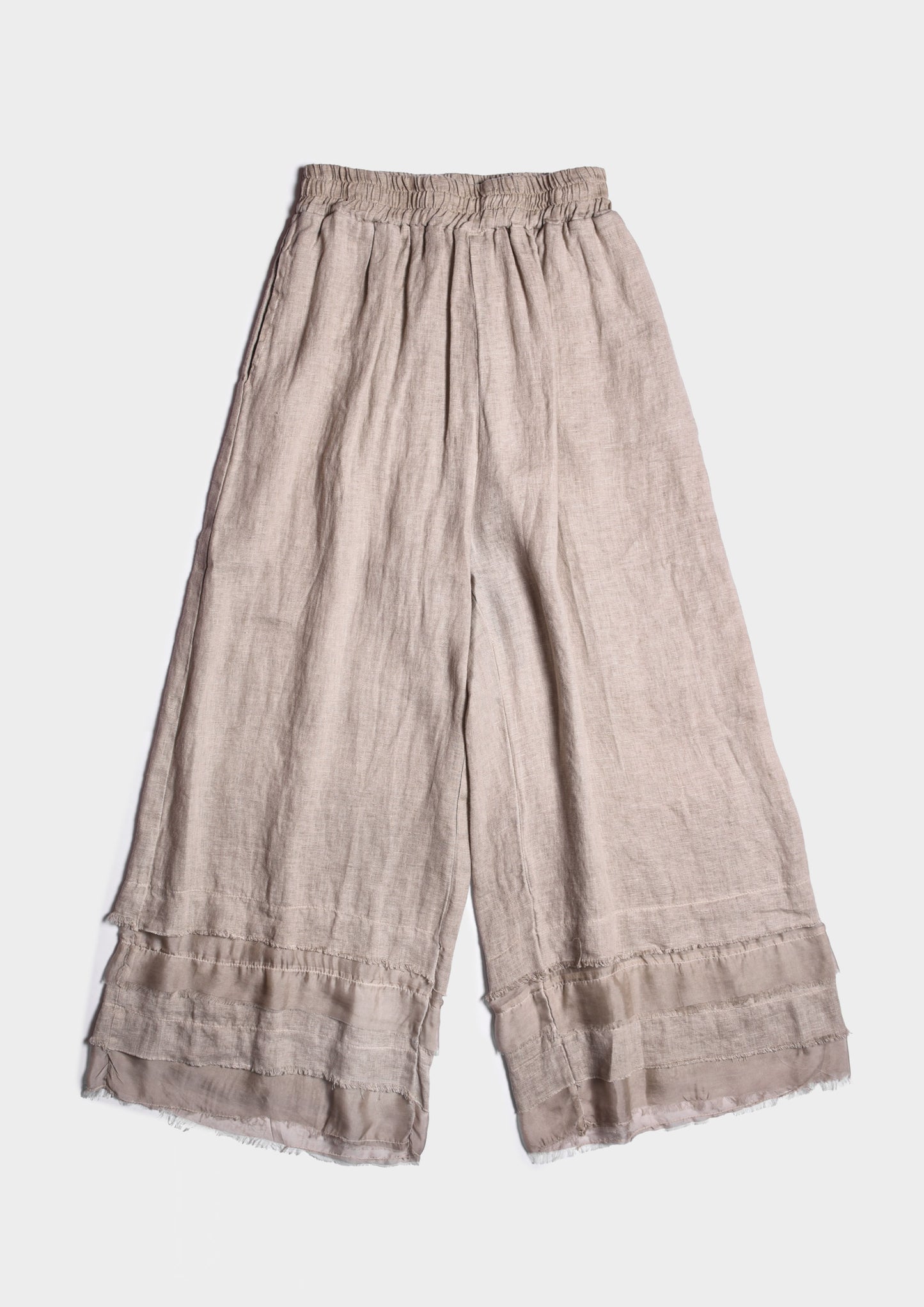 Frayed Hem Detail Trousers - Sand Shell