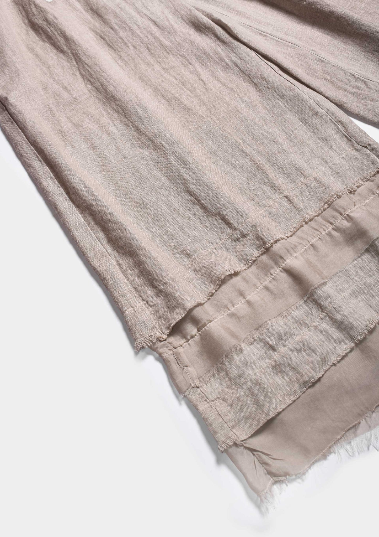 Frayed Hem Detail Trousers - Sand Shell