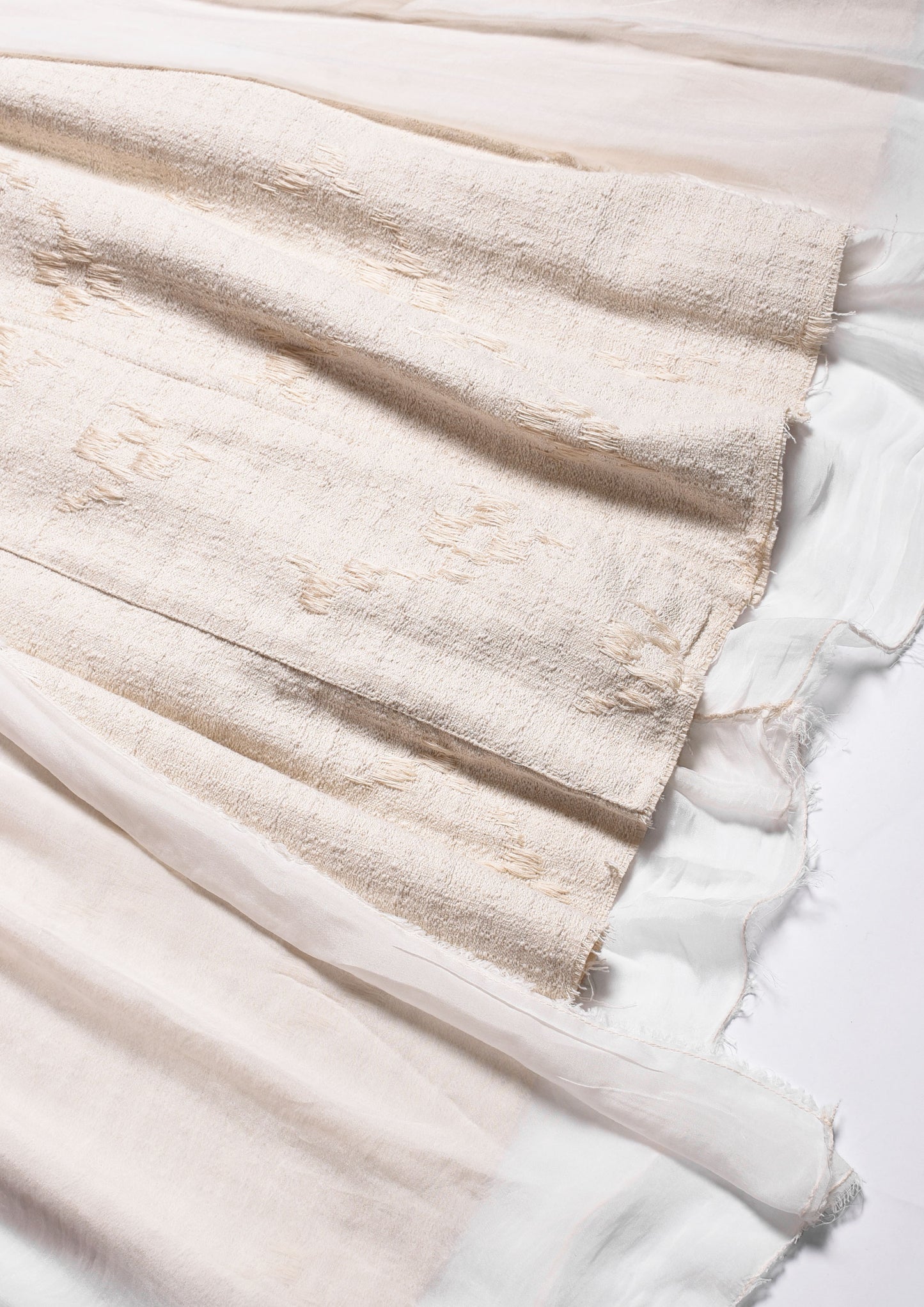 Asymmetric Jacquard Dress - Antique White