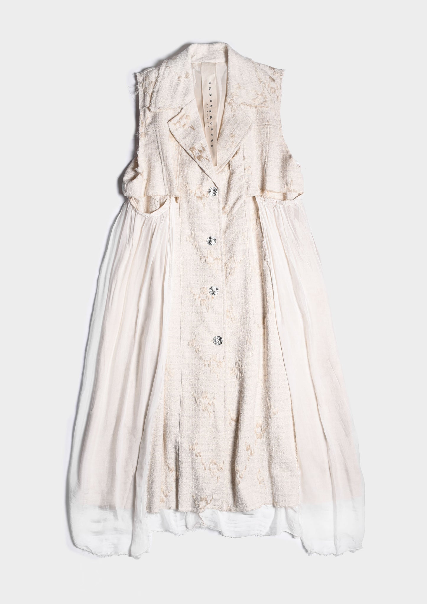 Asymmetric Jacquard Dress - Antique White